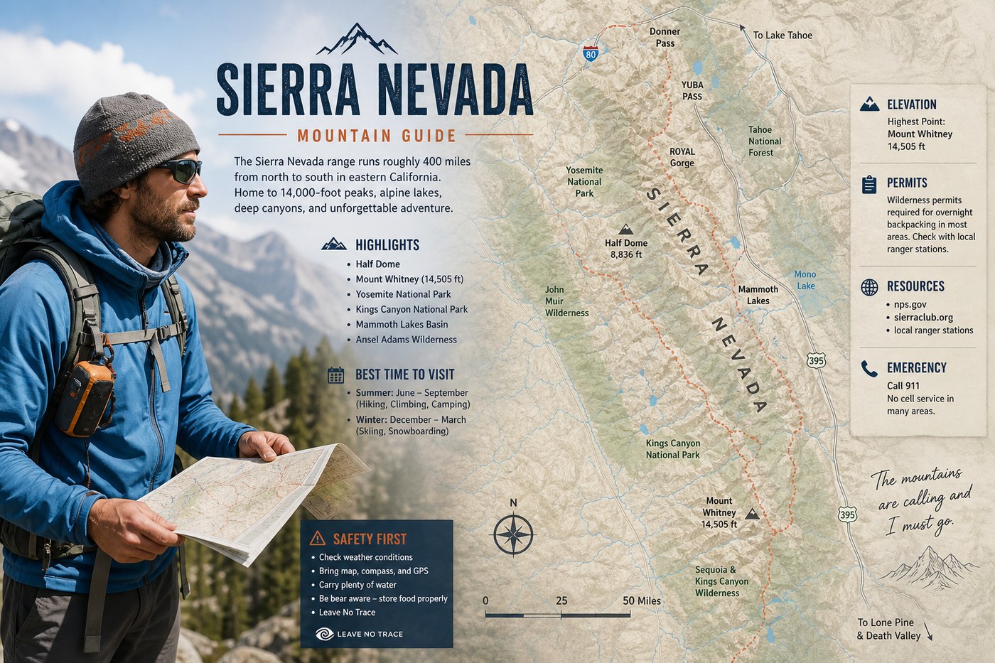 Guía de montaña con mapa topográfico